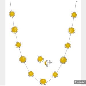 New Napier Silver Tone Collar Necklace & Stud Earrings Set